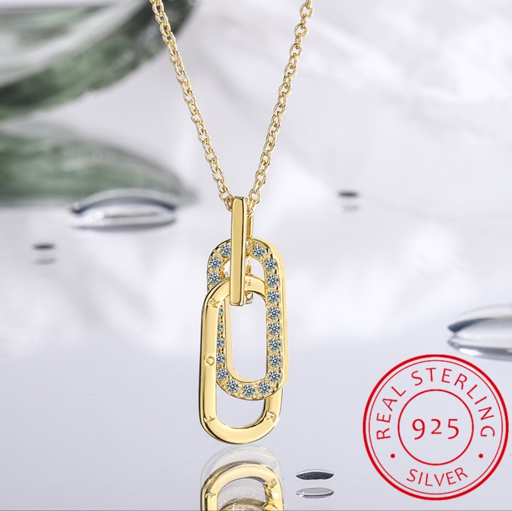 14k gold & sterling silver diamond necklace - Picture 6 of 7